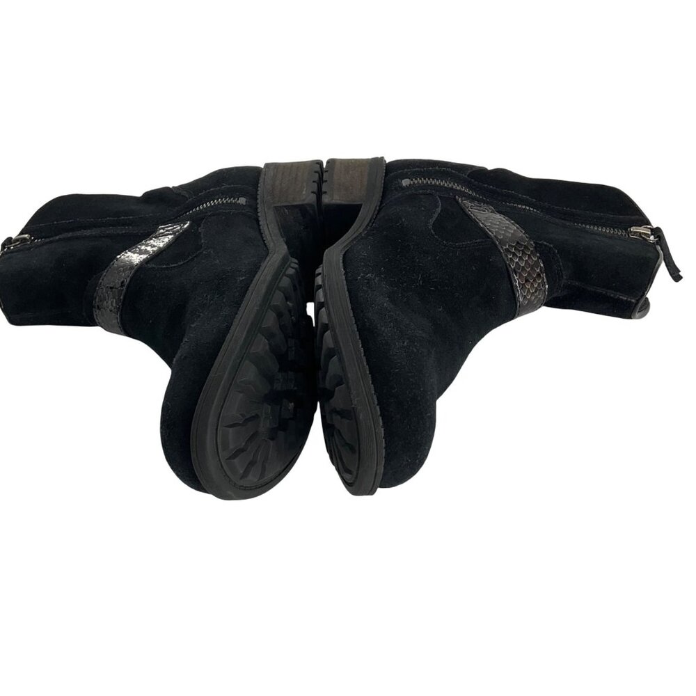 UGG Australia Black Suede Ankle Boots W/ Snakeskin Strap Womens Size 9 Classic - Picture 6 of 12